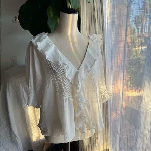 Doen Henri Ivory Ruffle Blouse, New!! Size XL - Picture 3 of 8